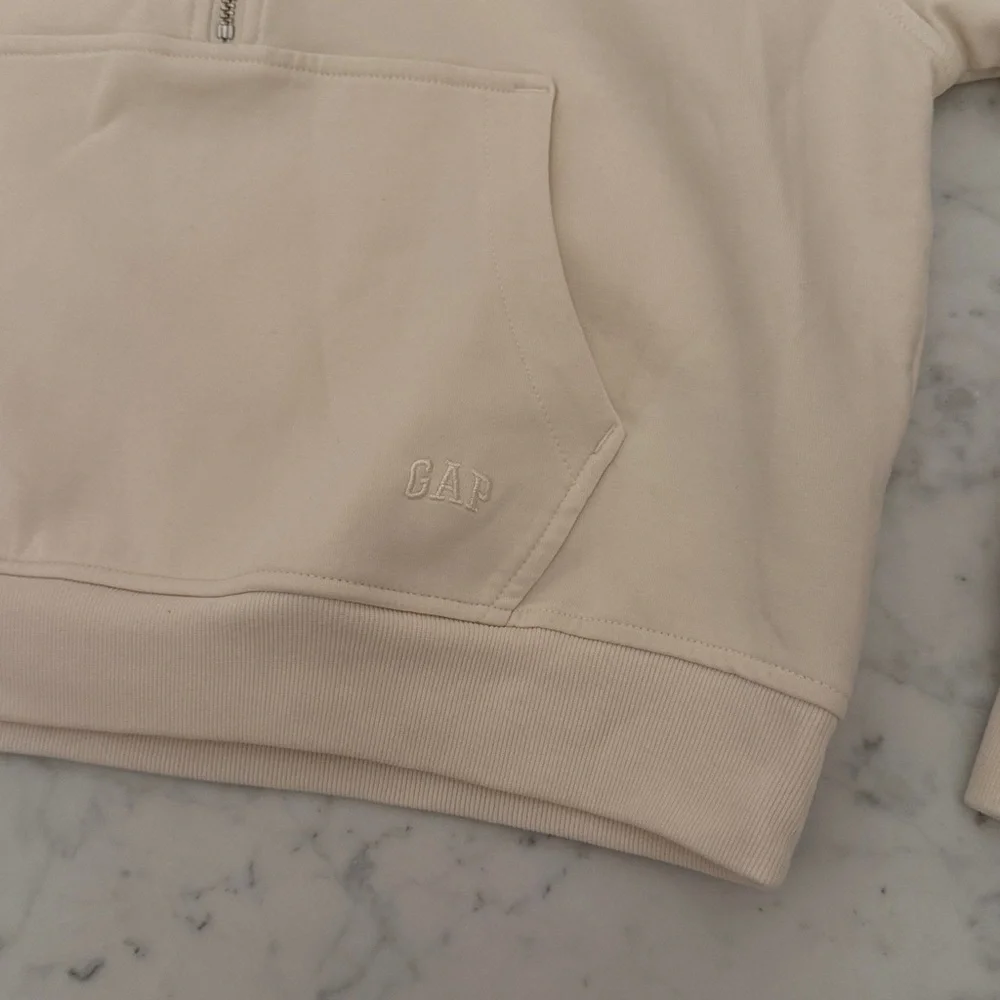 GAP Kids Cream Half Zip Hoodie Girls XL 12 Pullover Sweatshirt Ivory